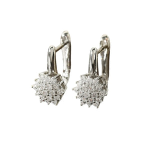 Boucles d'Oreilles Pendantes Fleur Zircon blanc B