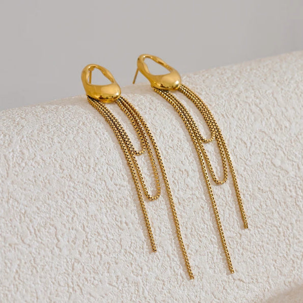 Boucles d'Oreilles Pendantes Goutte d'Eau pour Femme or