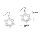 Hexagonálne visiace náušnice so židovským symbolom strieborná <span data-glossary-id="etoile_de_david">hviezda Dávida</span>