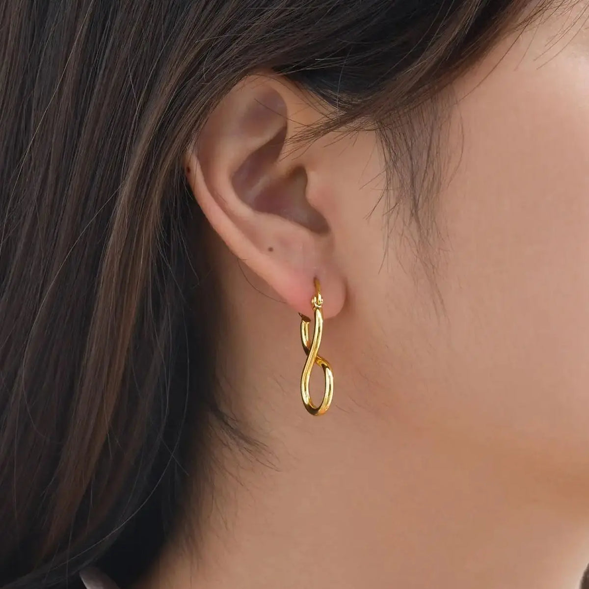 Boucles d'oreilles pendantes symbole infini géométrique 