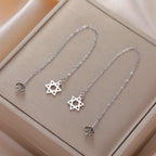 Orecchini pendenti lunghi con la <span data-glossary-id="etoile-de-david">stella di David</span> simbolo ebraico argento