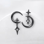 Boucles d'Oreilles Pendantes Lune et Etoiles