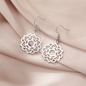 Boucles d'Oreilles Pendantes Mandala Femme argent