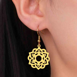 Boucles d'Oreilles Pendantes Mandala Femme or