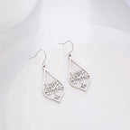 Boucles d'Oreilles Pendantes Ovales Arbre de Vie argent