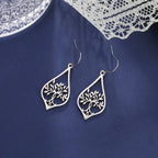 Boucles d'Oreilles Pendantes Ovales Arbre de Vie argent