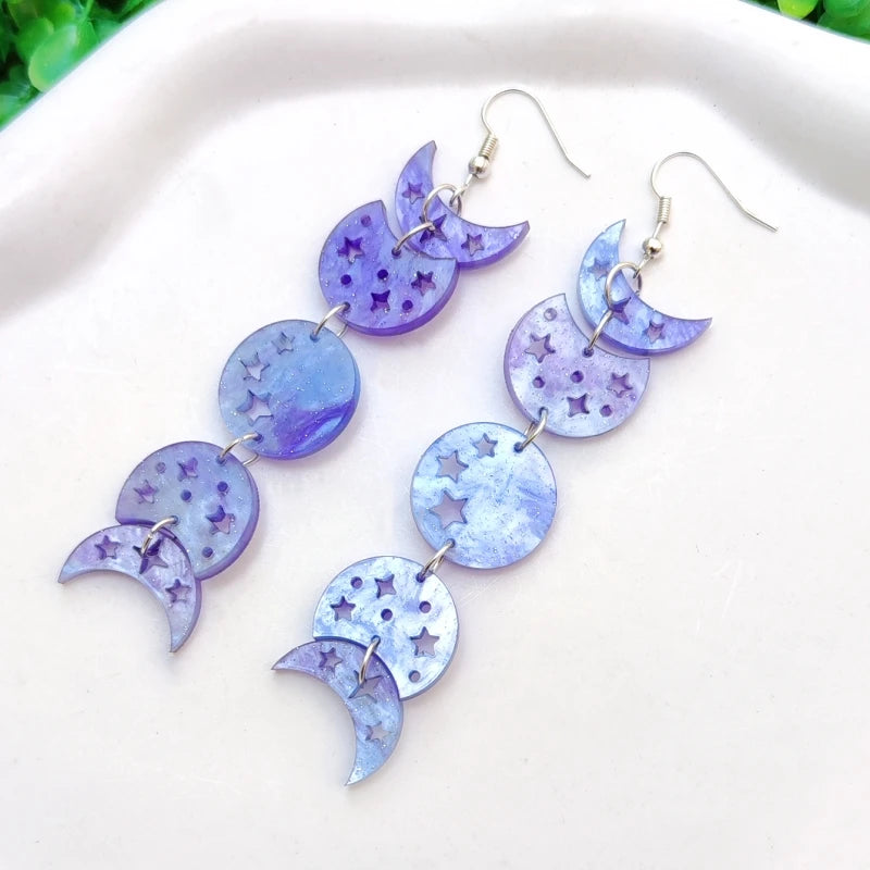 Hängeohrringe Mondphasen violett