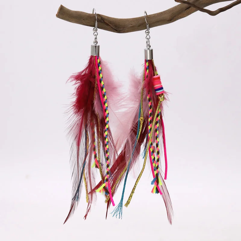 Boucles d'Oreilles Pendantes Plume 5