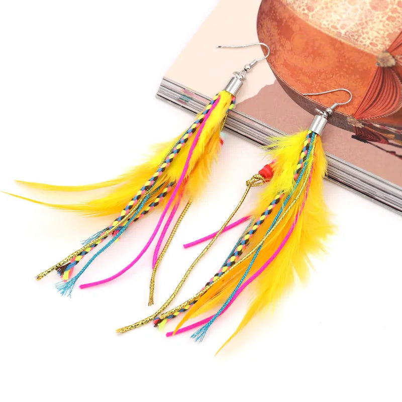 Boucles d'Oreilles Pendantes Plume 3