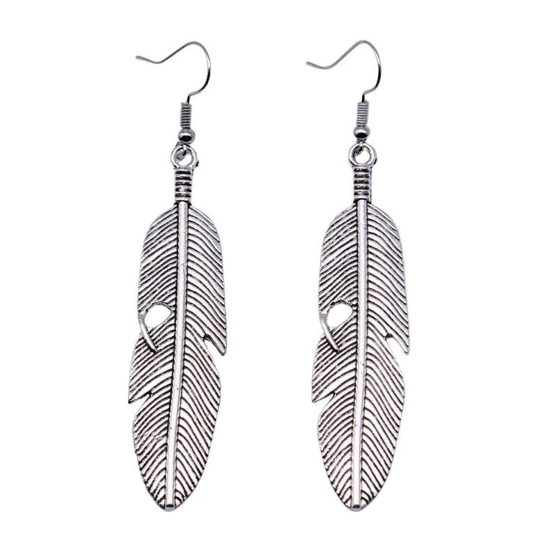 Boucles d'Oreilles Pendantes Plumes pour Femme argent