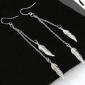 Boucles d'Oreilles Pendantes Plumes argent