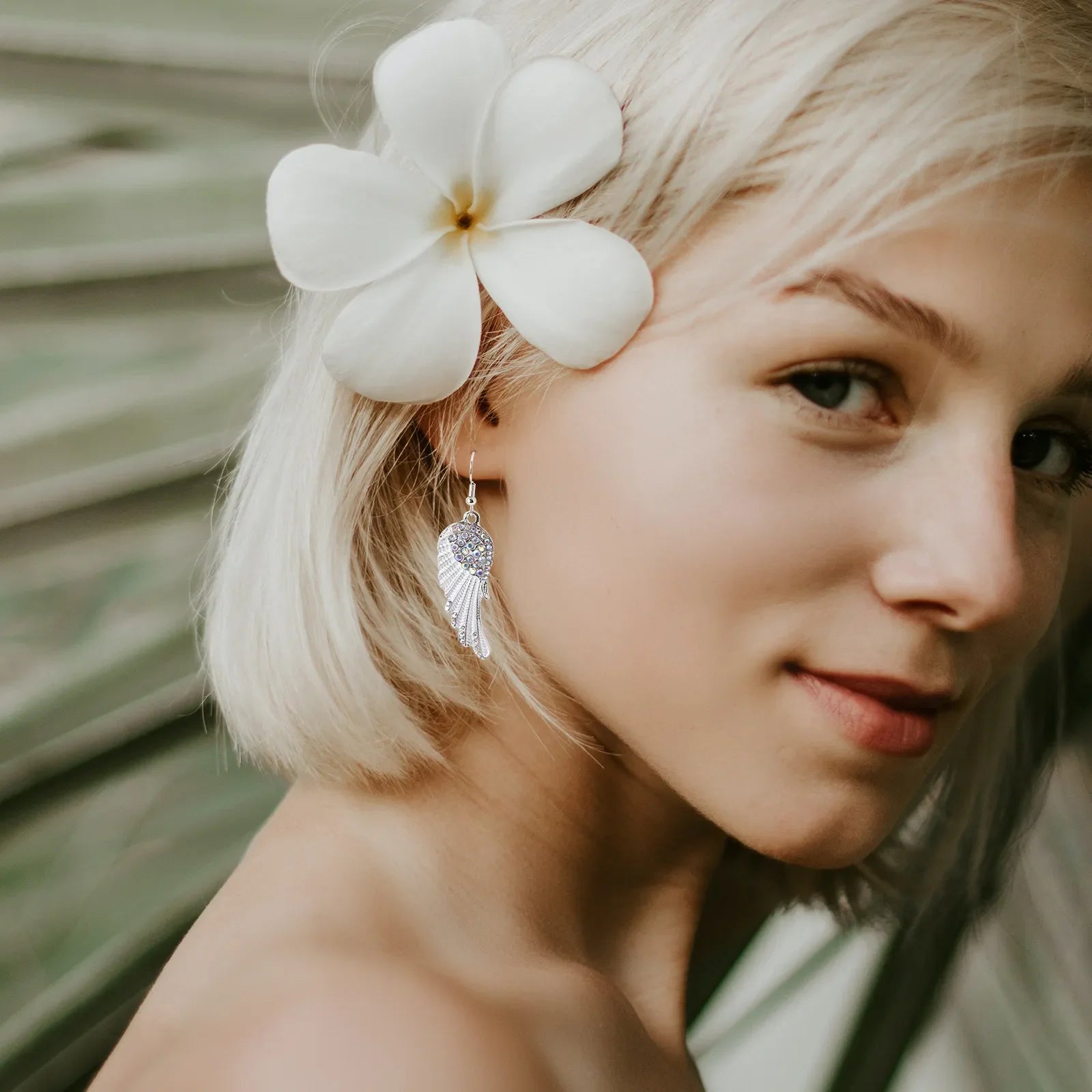 Boucles d'oreilles pendantes femme ailes d'ange 