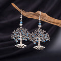 Boucles d'Oreilles Pendantes pour Femme Arbre de Vie bleu