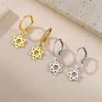 Boucles d'oreilles pendantes pour femme avec l'étoile de David symbolique juive 