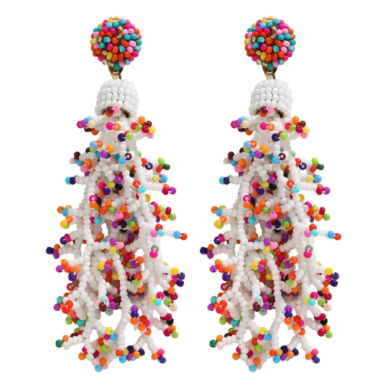 Boucles d'Oreilles Pendantes Style Bohême Corail