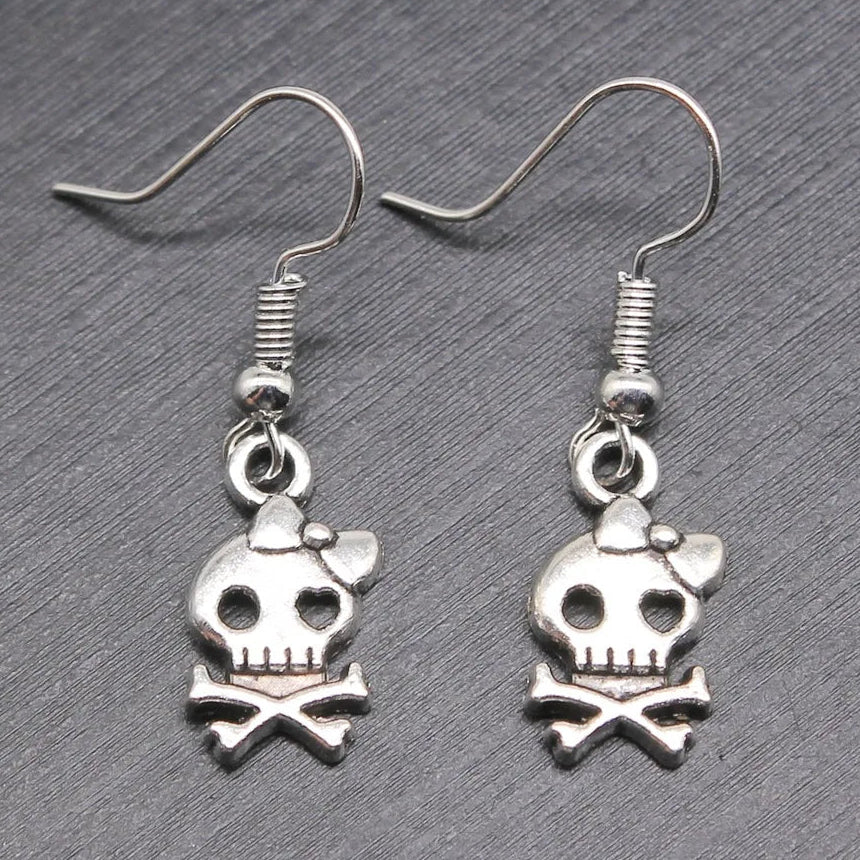Pirate knot skull drop earrings