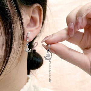 Boucles d'Oreilles Pendants Lune Femme