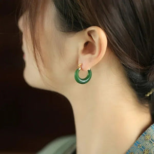 Boucles d'Oreilles Pierre Jaspe Verte