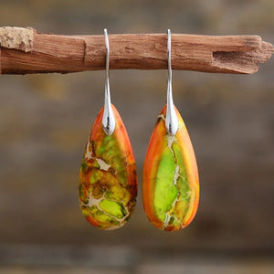 Boucles d'Oreilles Pierre Naturelle orange