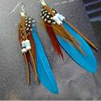 Boucles d'oreilles plumes style Apaches bleu