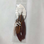 Boucles d'oreilles plumes style Apaches marron 