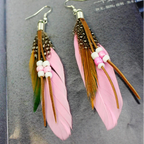 Boucles d'oreilles plumes style Apaches rose