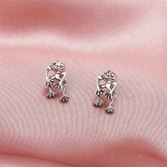 Boucles d'Oreilles pour Femme Grenouille argent
