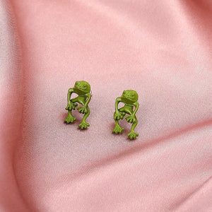 Boucles d'Oreilles pour Femme Grenouille vert