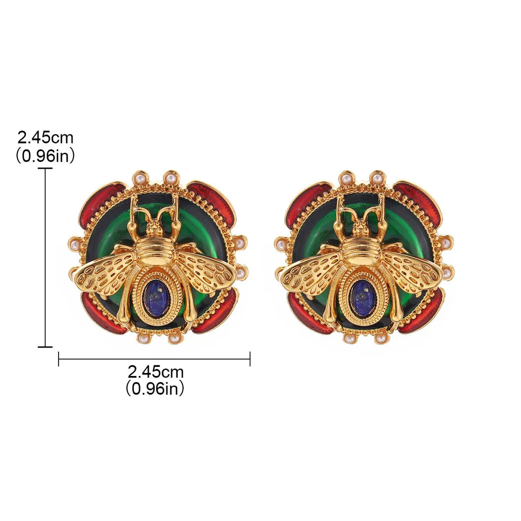 Boucles d'oreilles rondes abeille