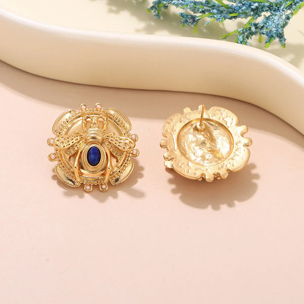 Boucles d'oreilles rondes abeille or