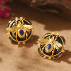 Boucles d'oreilles rondes abeille noir