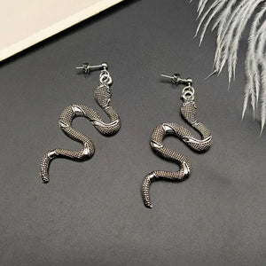 Boucles d'Oreilles Serpent Reptile argent