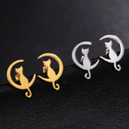 Ohrringe mit Katzensilhouette im Mondschein Gold