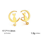 Ohrringe mit Katzensilhouette im Mondschein Gold