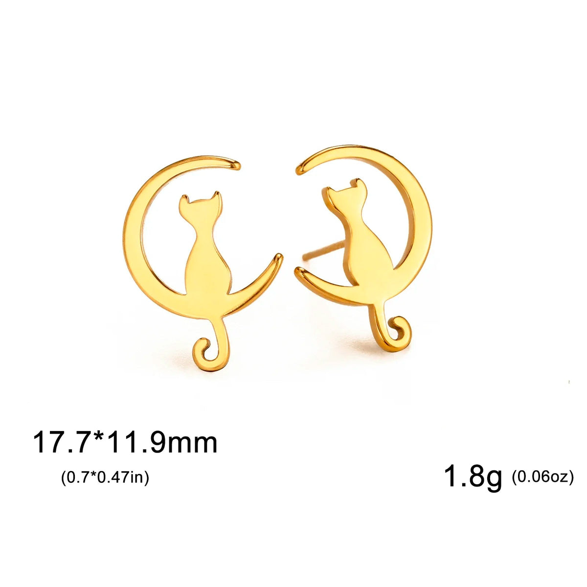 Ohrringe mit Katzensilhouette im Mondschein Gold