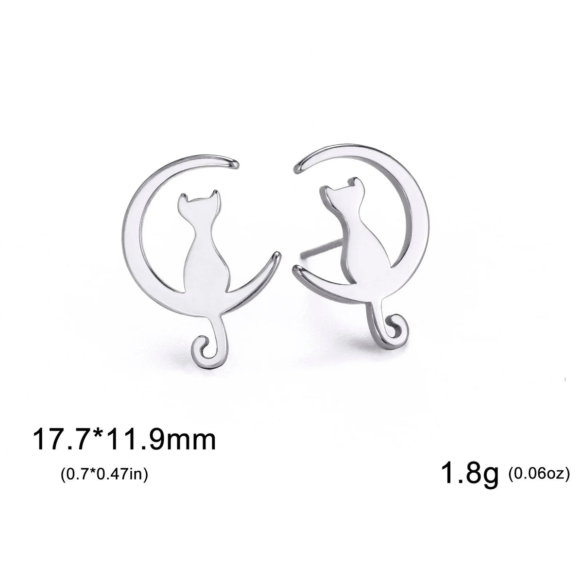Ohrringe mit Katzensilhouette im Mondschein Silber