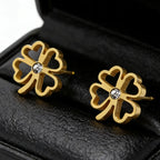 Four-leaf clover earrings with four openwork hearts