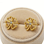 Four-leaf clover earrings with four openwork hearts