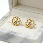 Four-leaf clover earrings with four openwork hearts