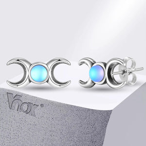 Boucles d'Oreilles Triple Lune Clous Sorcellerie Wiccan Femme