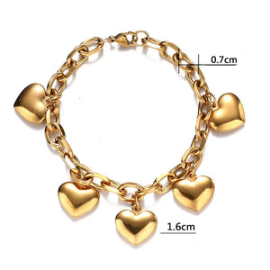 Bracelet 5 Coeurs Gourmette Femme or