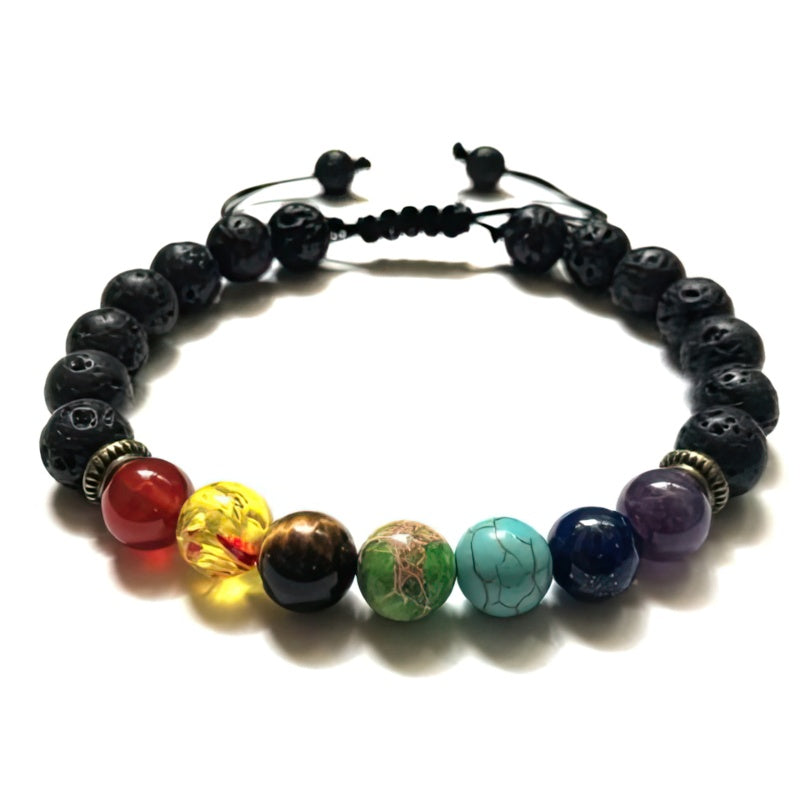 7 Chakras Lava Stone Bracelet 