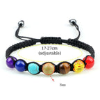 Pulsera 7 Chakras Trenzada Gourmet Hombre Mujer Piedras Reales negro
