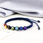 Pulsera 7 Chakras Trenzada Gourmet Hombre Mujer Piedras Reales azul