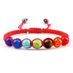 Pulsera 7 Chakras Trenzada Gourmet Hombre Mujer Piedras Reales rojo