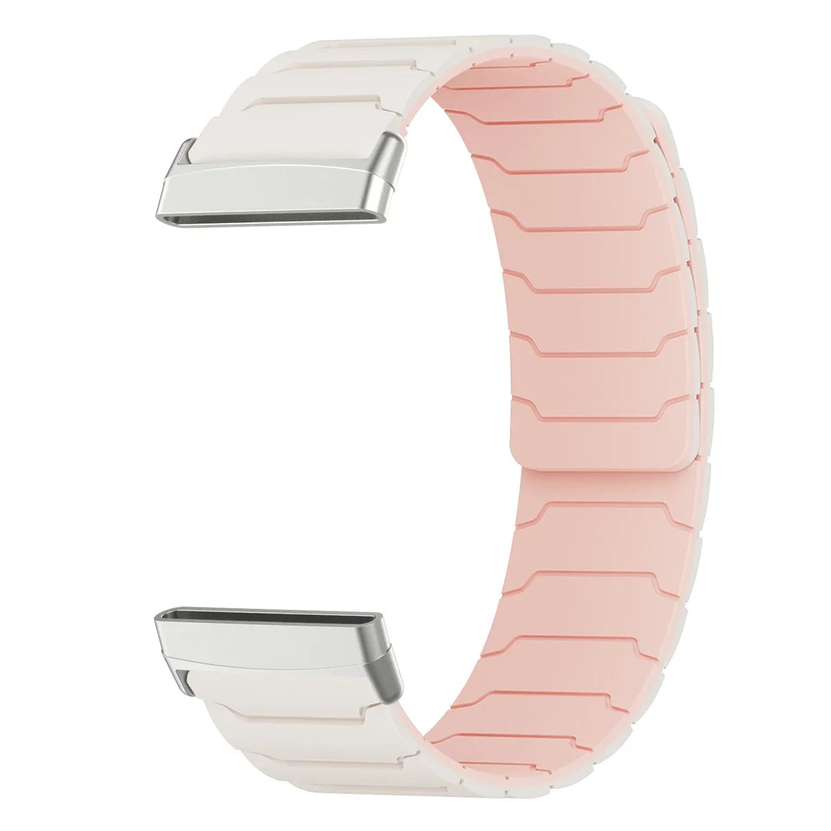 Magnetarmband für Fitbit Versa 3, Versa 4, Sense 1 und Sense 2 Uhr weiß-rosa