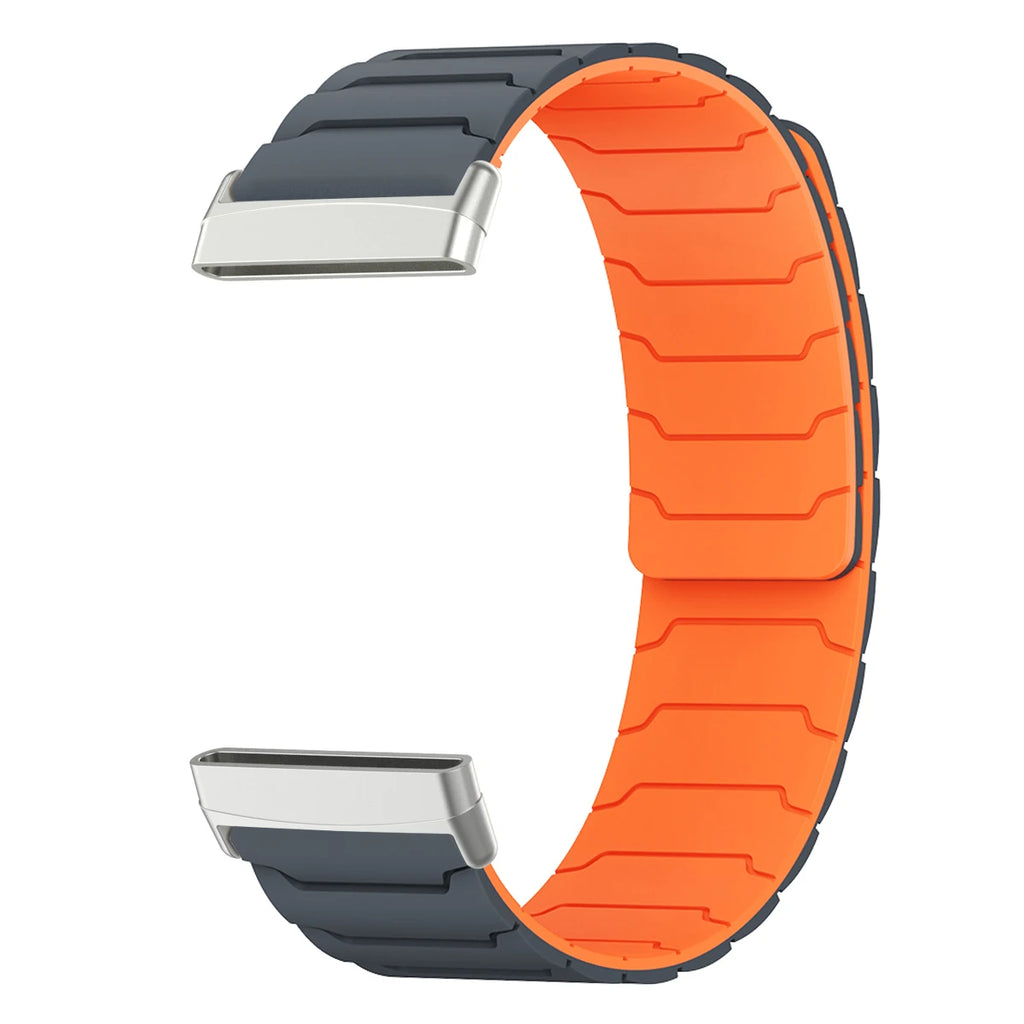 Magnetarmband für Fitbit Versa 3, Versa 4, Sense 1 und Sense 2 Uhr schwarz-orange