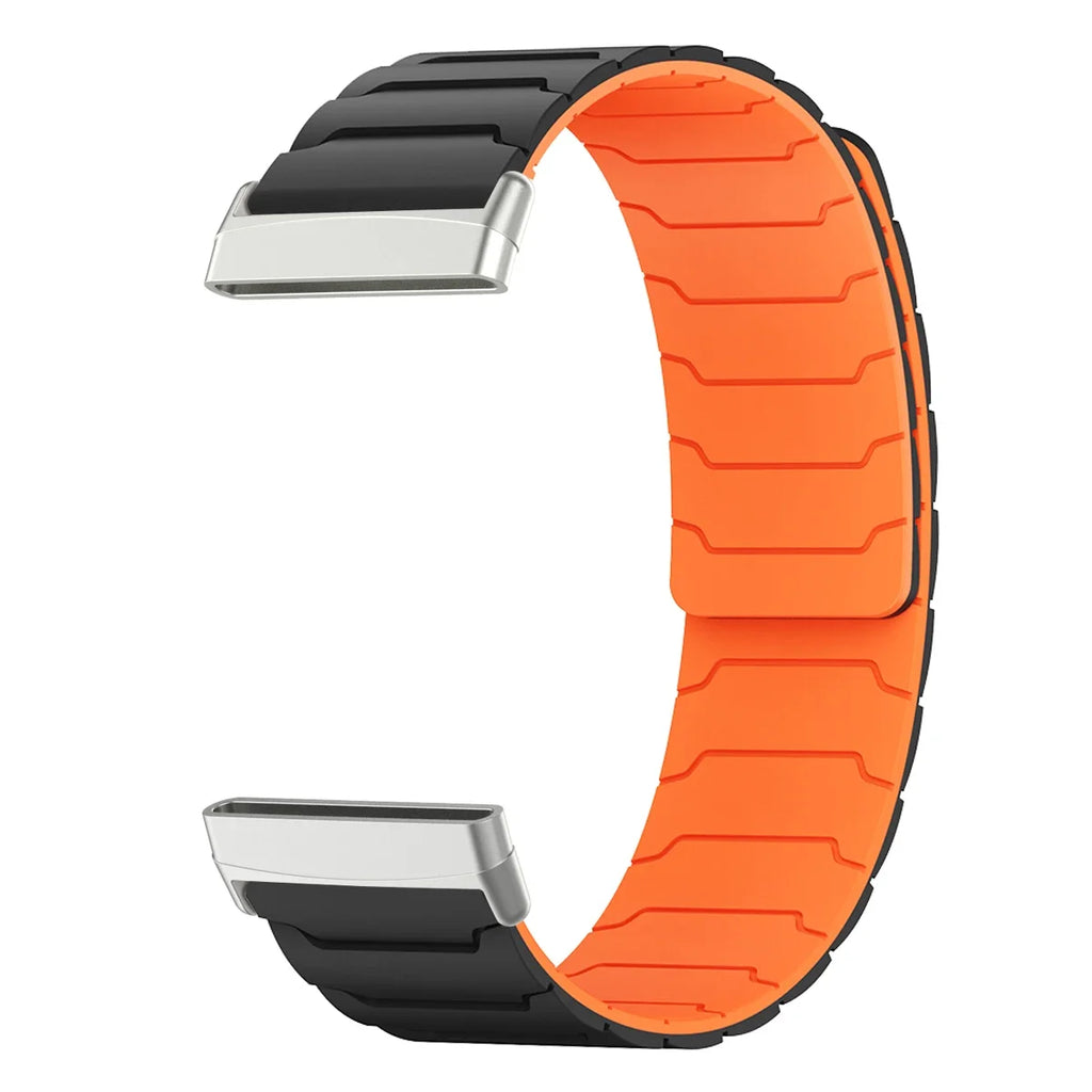 Magnetarmband für Fitbit Versa 3, Versa 4, Sense 1 und Sense 2 Uhr schwarz-orange