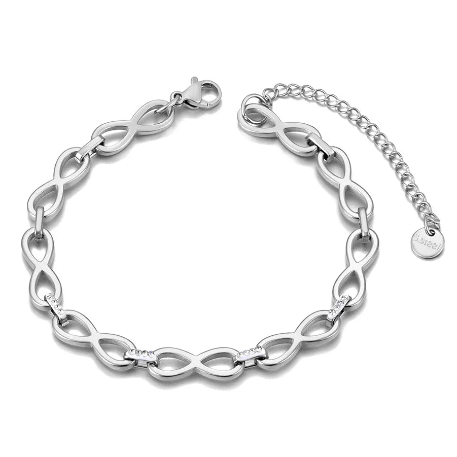 Bracelet avec symboles infini entrelacés argent