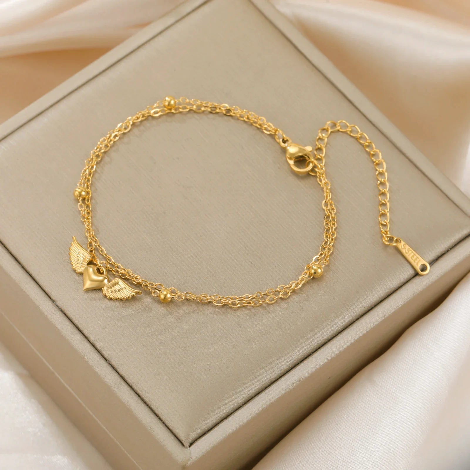 Bracelet ajustable ailes d'ange or